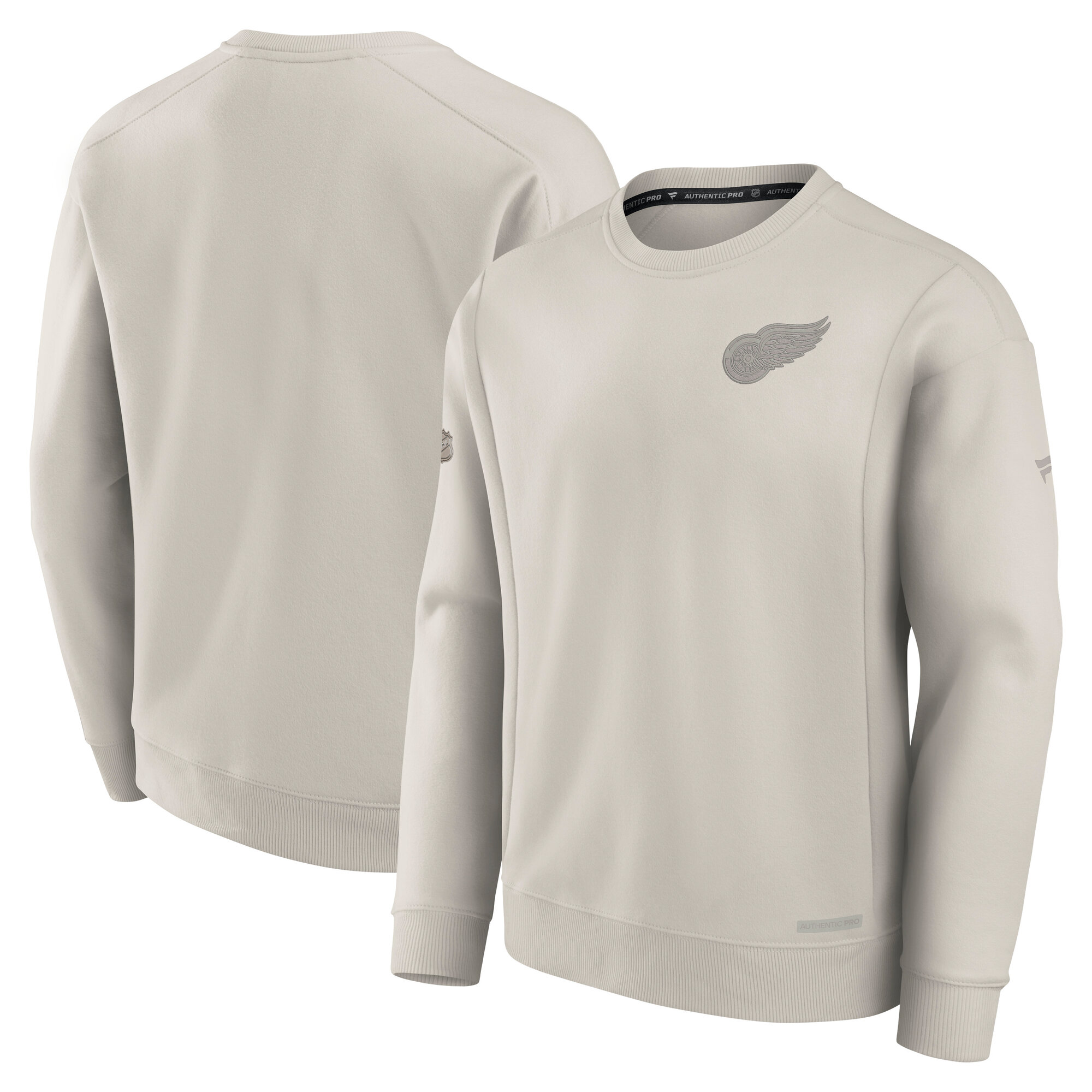 Men's Fanatics Cream Detroit Red Wings Authentic Pro Road Fleece Pullover Sweatshirt